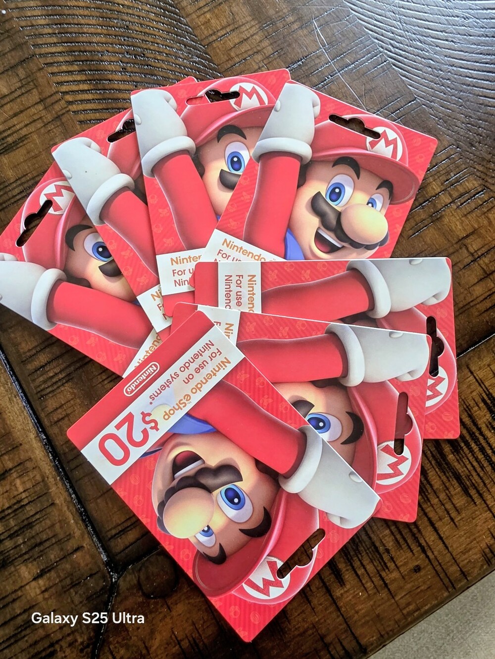 NINTENDO Super Mario $20 eShop Gift Cards -PACK of 7 CARDS